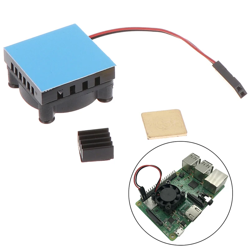 

Universal Fan Cooler Module Square Cooling Fan with Heatsink Cooler Kit Copper Aluminum Cooling Pad For Raspberry Pi 4 /3/2