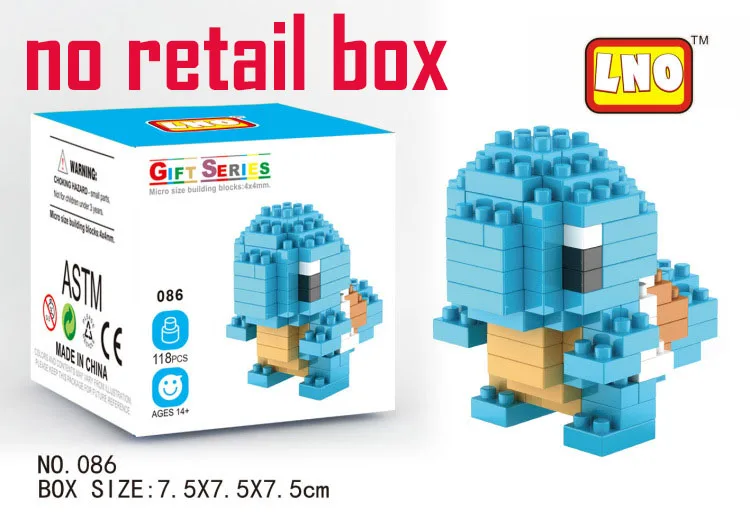 HOT! LNO Blocks educational toys Charizard Bulbasaur Squirtle NO retail box anime doll children Xmas birthday gifts kids | Игрушки и
