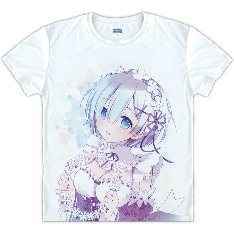 Футболка с рисунком аниме на заказ футболка коротким рукавом Re: Zero Kara Hajimeru Isekai