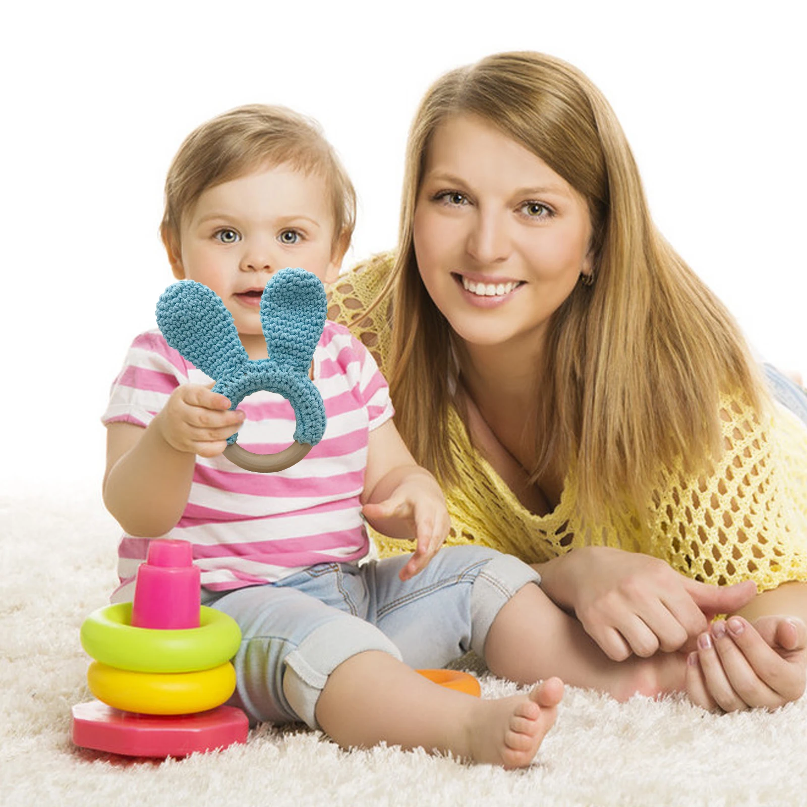 Детские игрушки для новорожденных 1 шт. деревянный Прорезыватель зубов вязаная