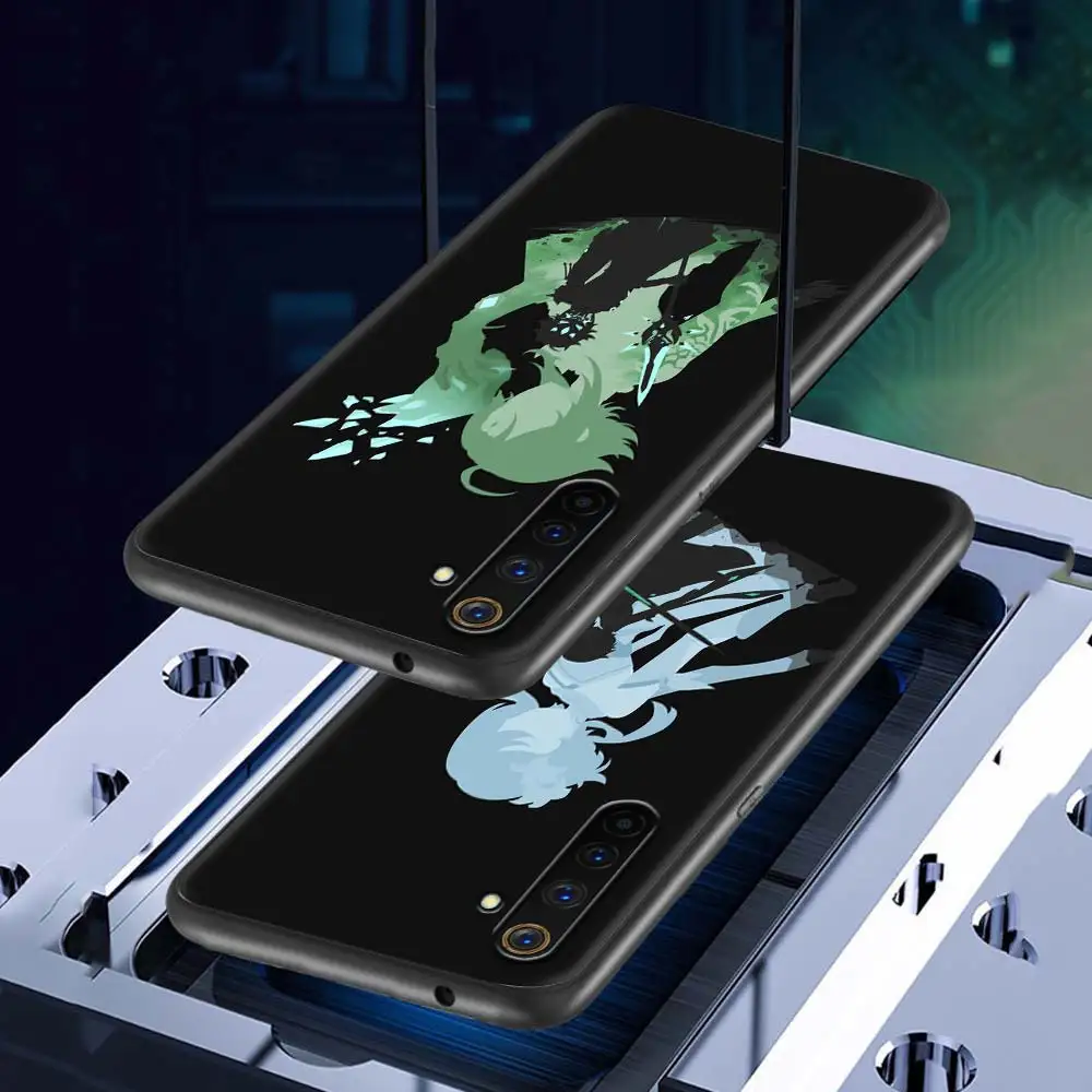 capa for realme 8 c21 6 c3 7 pro gt master xt c11 7i phone case for oppo a53 a9 2020 a93 a52 black cover genshin impact anime free global shipping