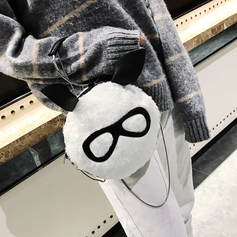 

Women Bag Female Sweet Rabbit Shoulder Bag Round Metal Handle Totes Bag Ladies Small Chain Flap Bag