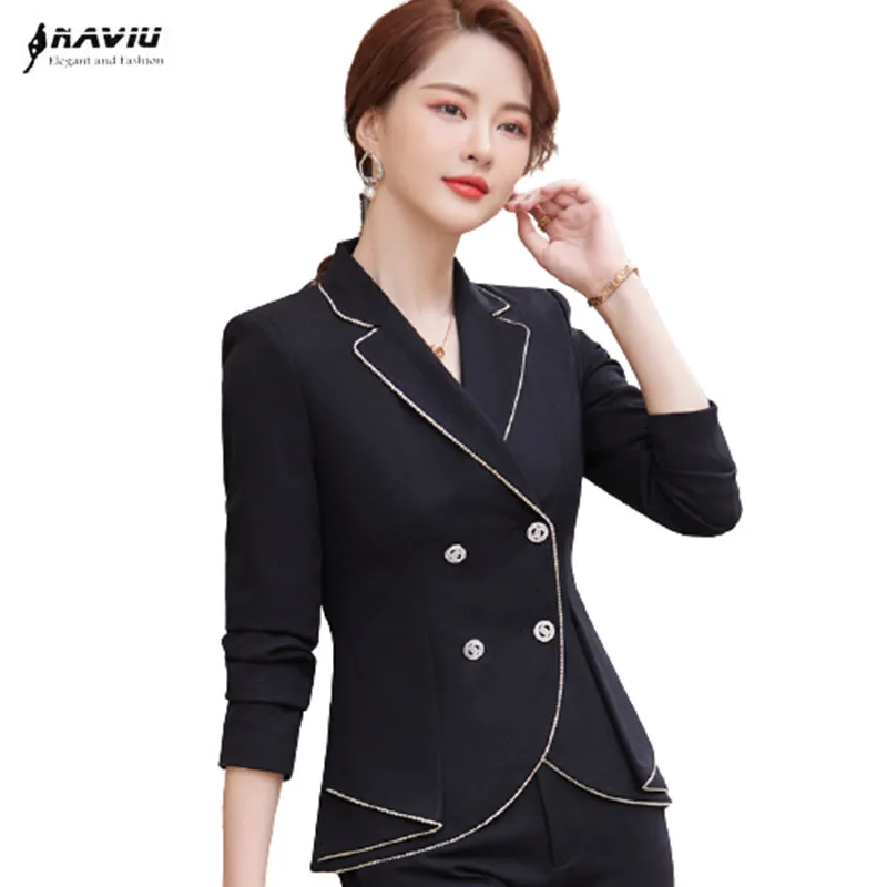 

Women Elegant High End Jacket Long Sleeve Blazer Fashion Work Wear Keep Slim Office Lady Formal Coat Outwear Double Breasted