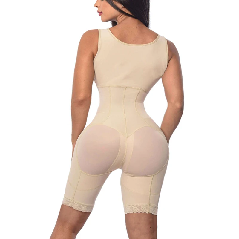 

Full Body Mid Thigh Faja Women Bodysuit Postpartum Post Liposuction Tummy Control Front Closure Shapewear