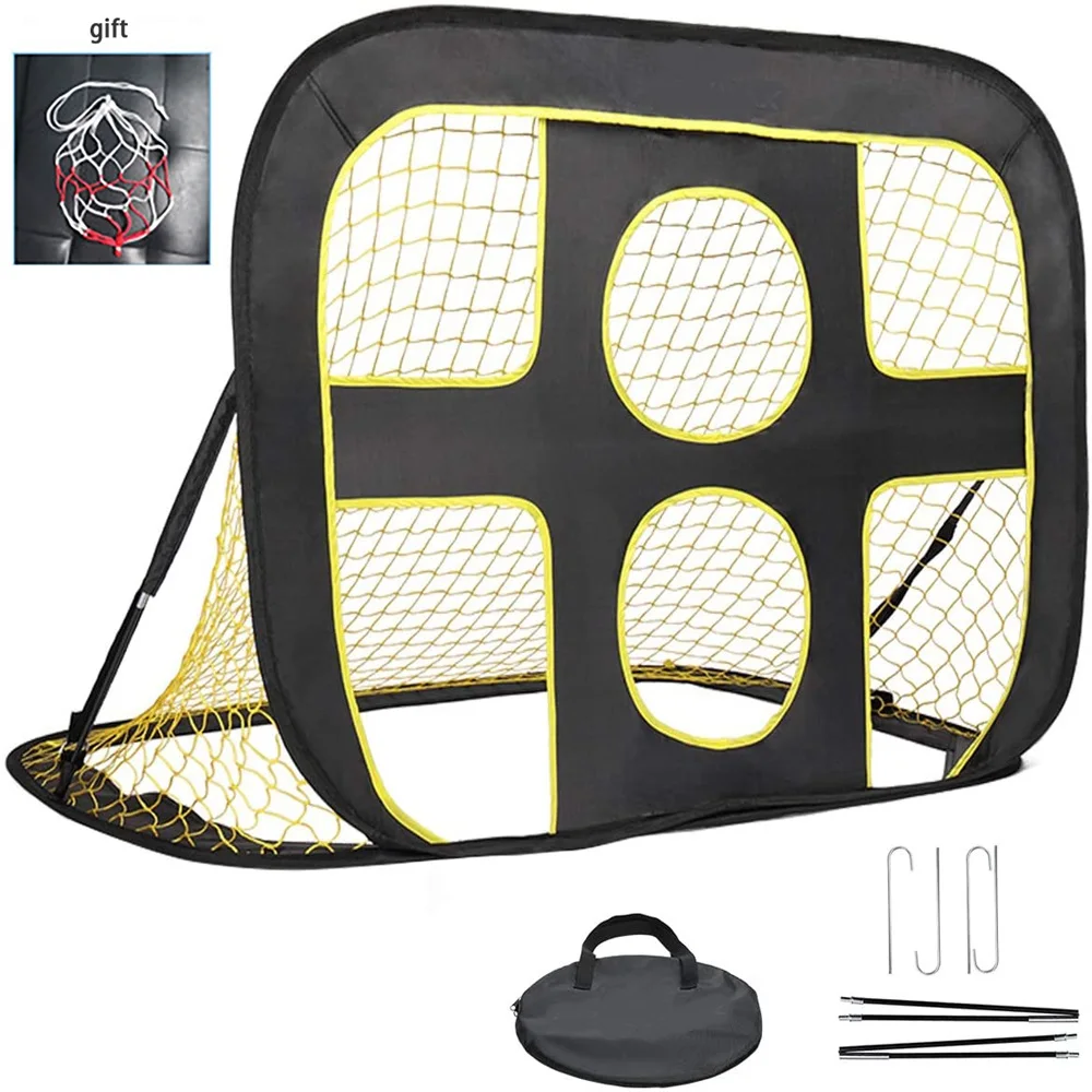 

2 In 1 Pop Up Kids Soccer Goal Indoor Outdoor Soccer Football Target Net For Improving Passing Accuracy Portable Carrying Bag