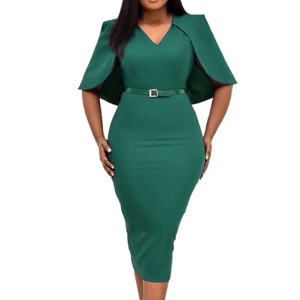 

Женское платье с V-образным вырезом EA, Белое Облегающее вечернее платье до середины икры с коротким рукавом и высокой талией, Элегантное лет...