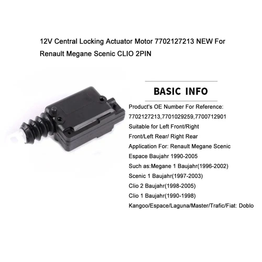 12В привод центрального замка двигатель 7702127213 новый для Renault Megane Scenic CLIO 2PIN |