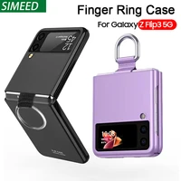 with finger ring z flip 3 case for samsung galaxy z flip 3 5g flip3 case ultra thin matte holder stand hard shockproof cover