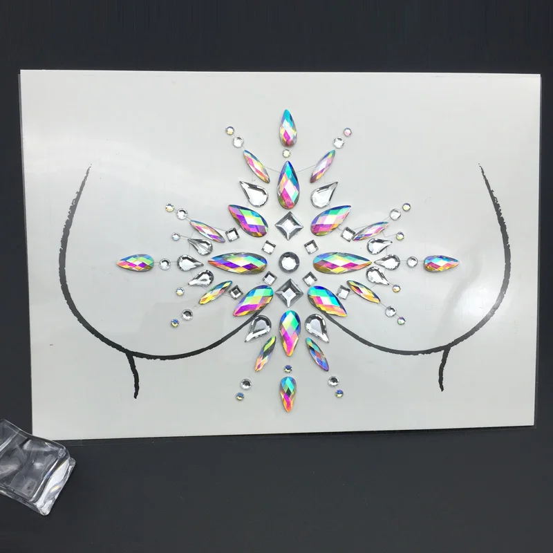 Блестящая наклейка на грудь драгоценный камень стеклянная украшения для тела