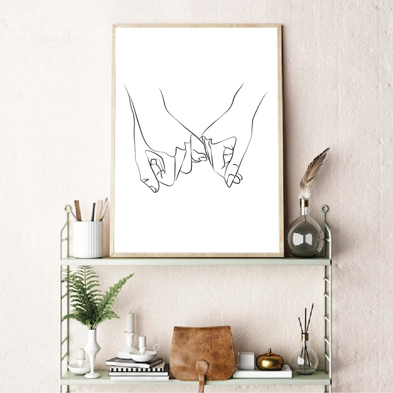Оригинальный минималистский постер Pinky Фе рисование линий черно белые руки