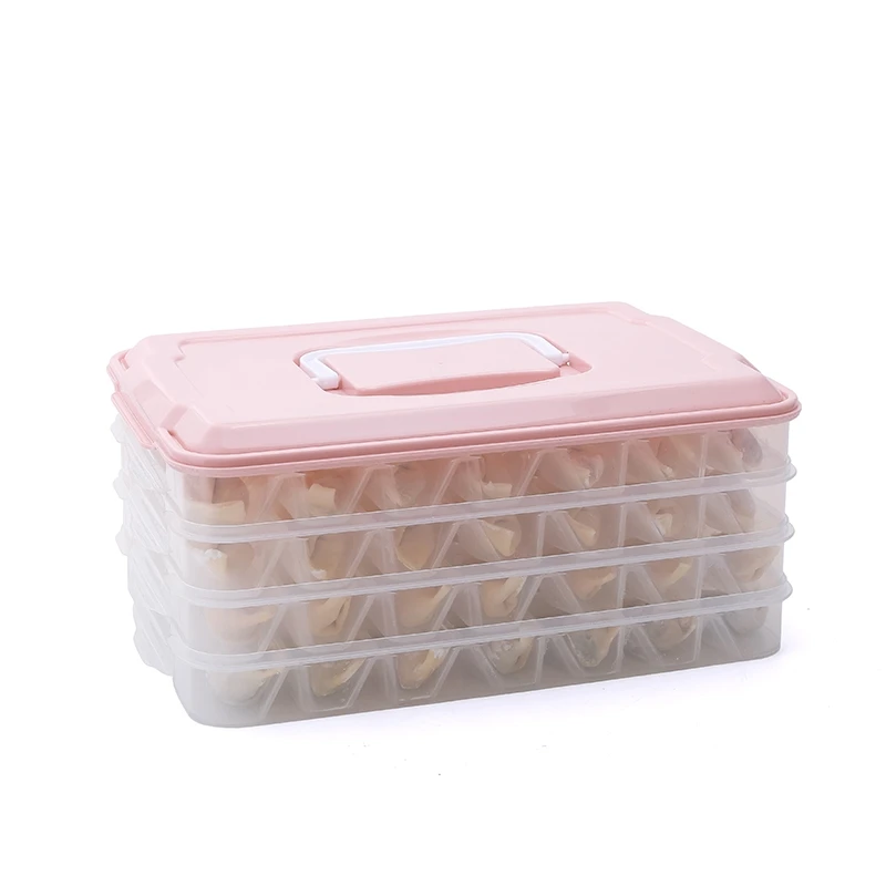 

Refrigerator Dumplings Box Food Storage Tray Kitchen Accessories Organizer Fresh Box Dumplings Holder Stackable Microwave