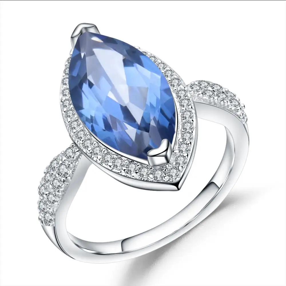 GEM'S балет 4.11Ct маркиза твердый натуральный Iolite синий мистик кварц кольца 925