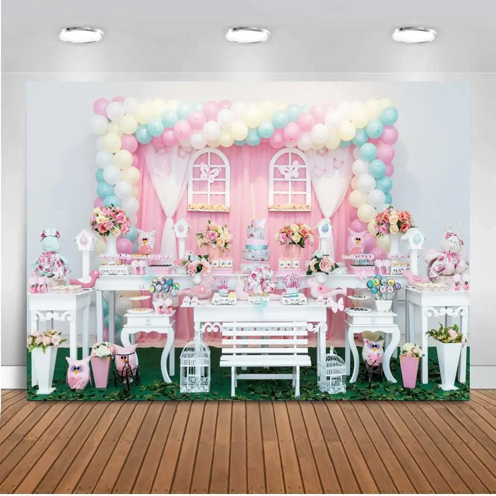 

Birthday Photography Backdrops 1st Baby Shower Cake Smash Photo Background Children Newborn Pink Interiors Studio Photocalls