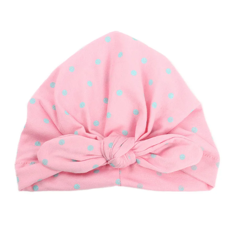 dot baby pink Nishine детская шапочка-тюрбан с бантом Детские шапки Хлопок Смесь шапка для новорожденного Топ узел шапки Дети реквизит для фотосессии подарок для ребенка - Цвет: dot baby pink