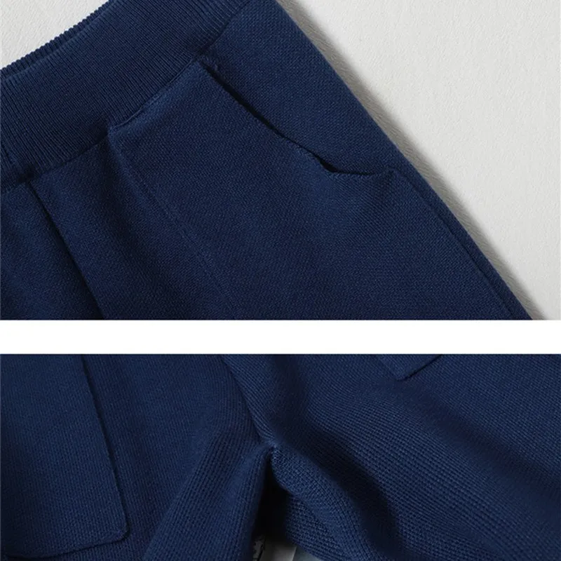 

Women Pocket Harem Knitted Sweater Pants 2021 Spring Autumn High-Waist Straight Pants Casual Solid Elastic Loose Female Trousers