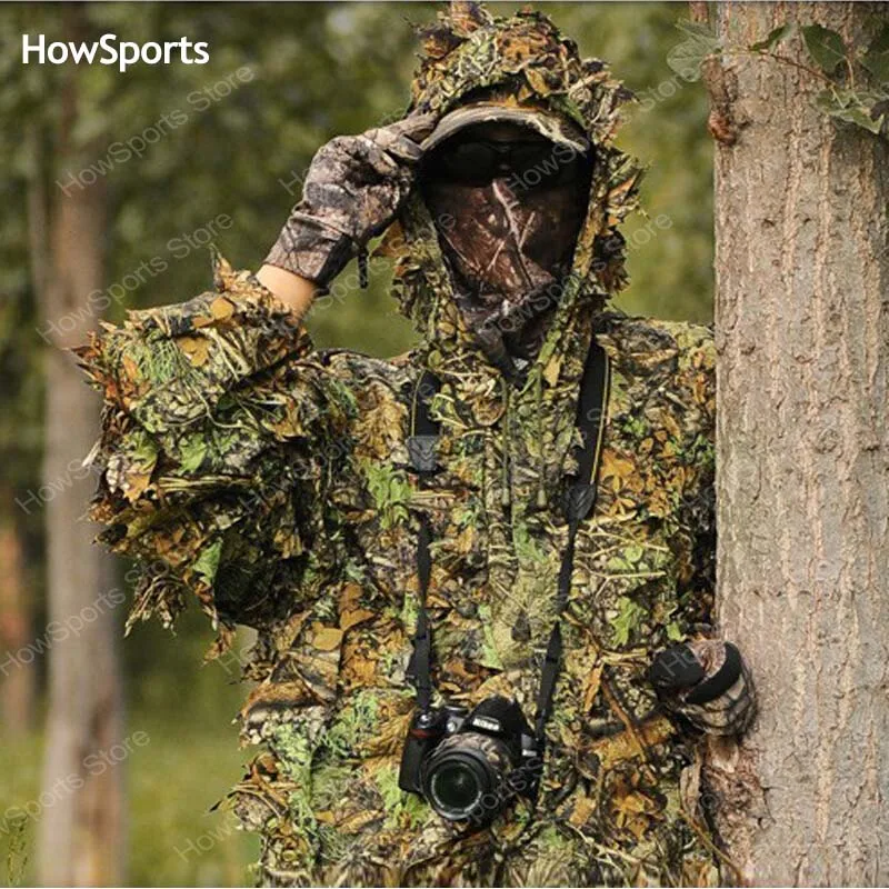 Охотничий Камуфляжный костюм Howsports охотничий с зелеными листьями одежда для