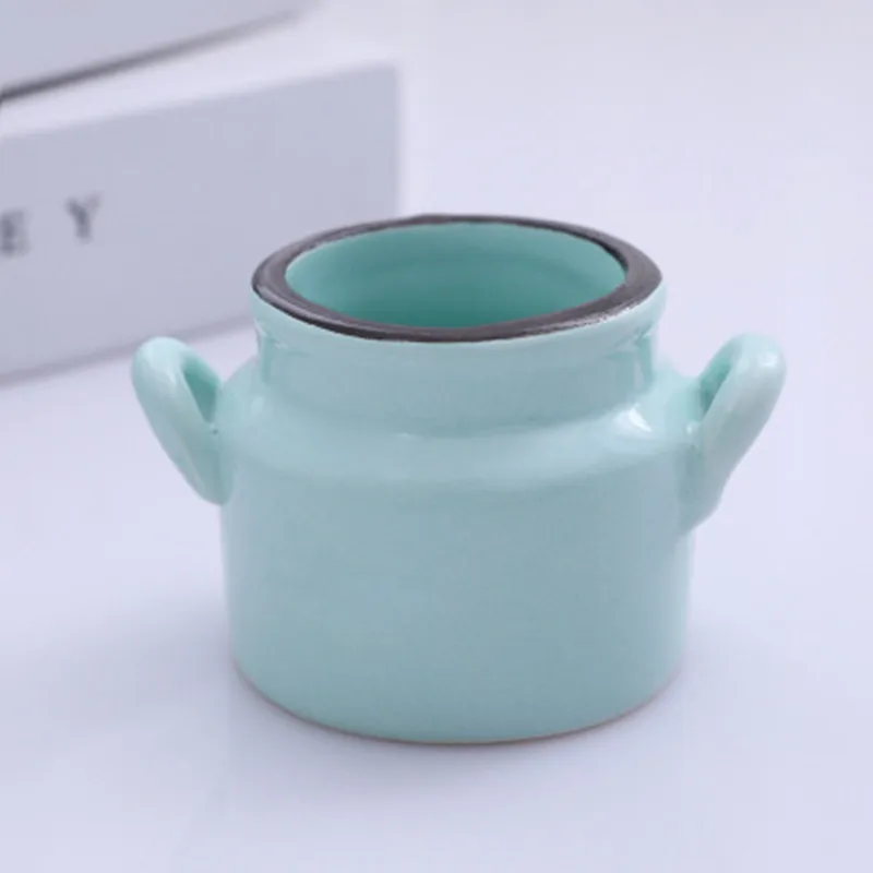 SXJ054-S-Green Мини керамический цветочный горшок конфетные цвета Настольный мясистый цветочный горшок расписанный вручную керамический флорист украшение креативные предметы для дома - Цвет: SXJ054-S-Green