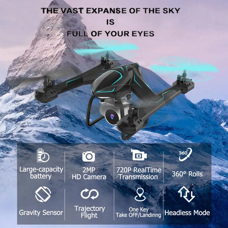 Мини-Дрон с широкоугольной камерой Радиоуправляемый вертолет с WiFi FPV удерживающий высоту RC Квадрокоптер с VR очками игрушки для детей# E