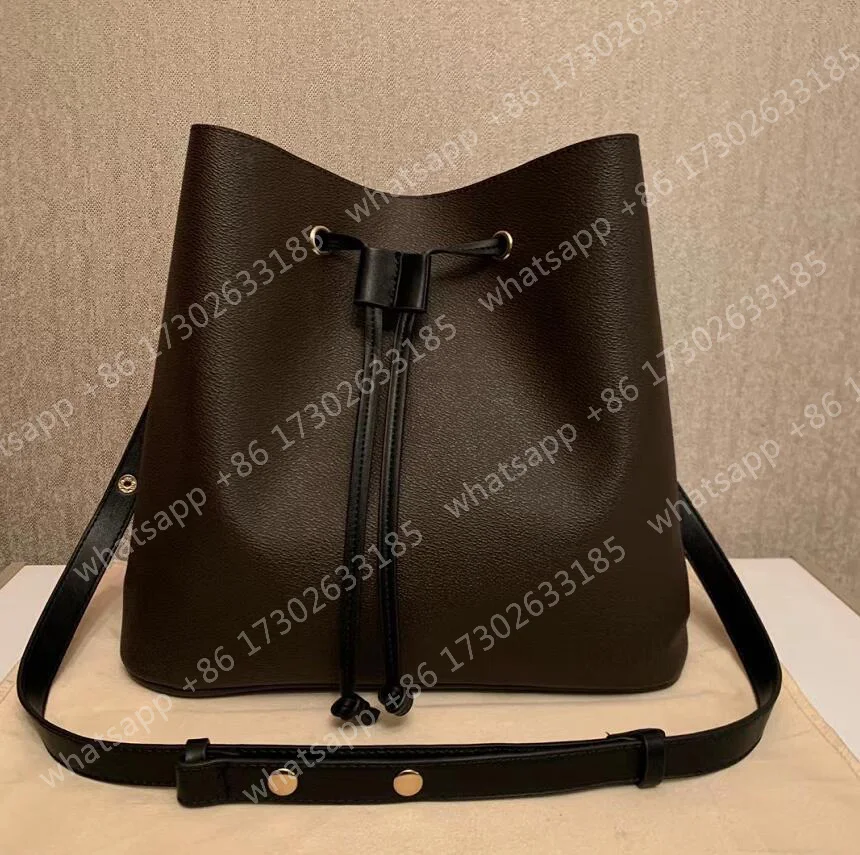 

44022 Luxury Design Wallet Women's Crossbody Strap Neonoe Bucket Bag Handbag Genuine Leather Escale Canvas