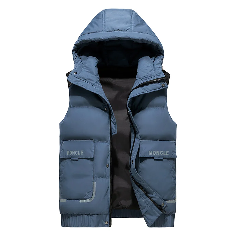 

Мужской жилет на молнии, с капюшоном, без рукавов