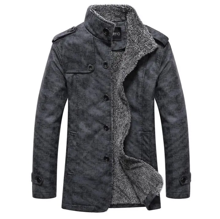 gray color Новая мода, мужские зимние топы, длинный рукав, меховой пояс, искусственная кожа, куртка с высоким воротом, овчина, пальто, шерстяная подкладка, куртка-бомбер для мужчин, DB028 - Цвет: gray color