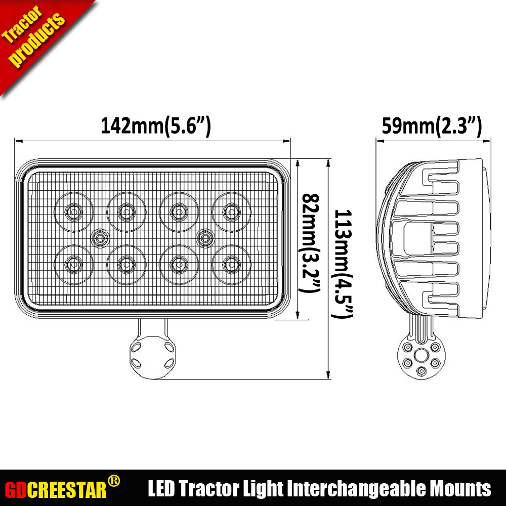 

RE154901 LED Tractor Light W/ Interchangeable Mounts TL8400 For John Deere Tractor 7200,7400,7600,7700,7800,8100,8110++ X1PC