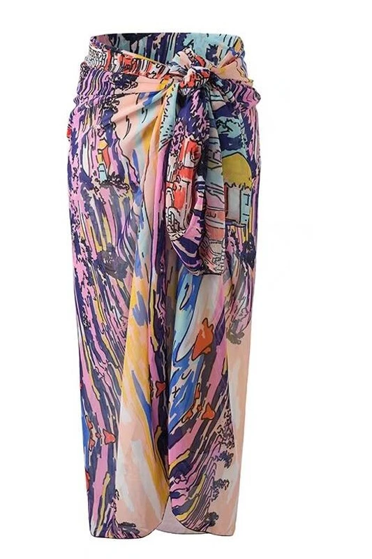 

2020 Empire Faldas Time-limited Chiffon England Style Asymmetrical None Skirts Long Skirt Women's Polka Print Wrap Beach Women