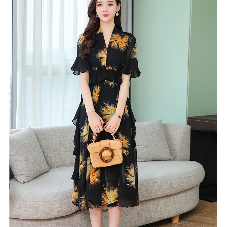 Летние винтажные сандалии с 3XL размера плюс принтом облегающее Пляжное платье 2021