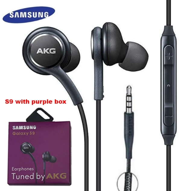 original Samsung earphone 3.5mm In-Ear IG955 Mic wired Headset for huawei xiaomi AKG Samsung S8/s8+ S5 S6 S7 S9 S10 Smart phone - Цвет: S9  with purple box