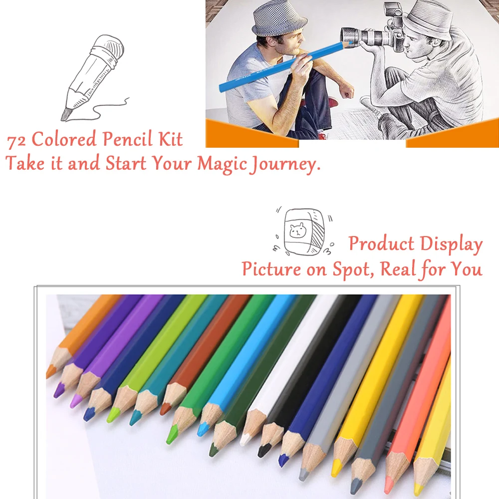 Профессиональный набор цветных карандашей в 3 слойном холщовом чехле на молнии