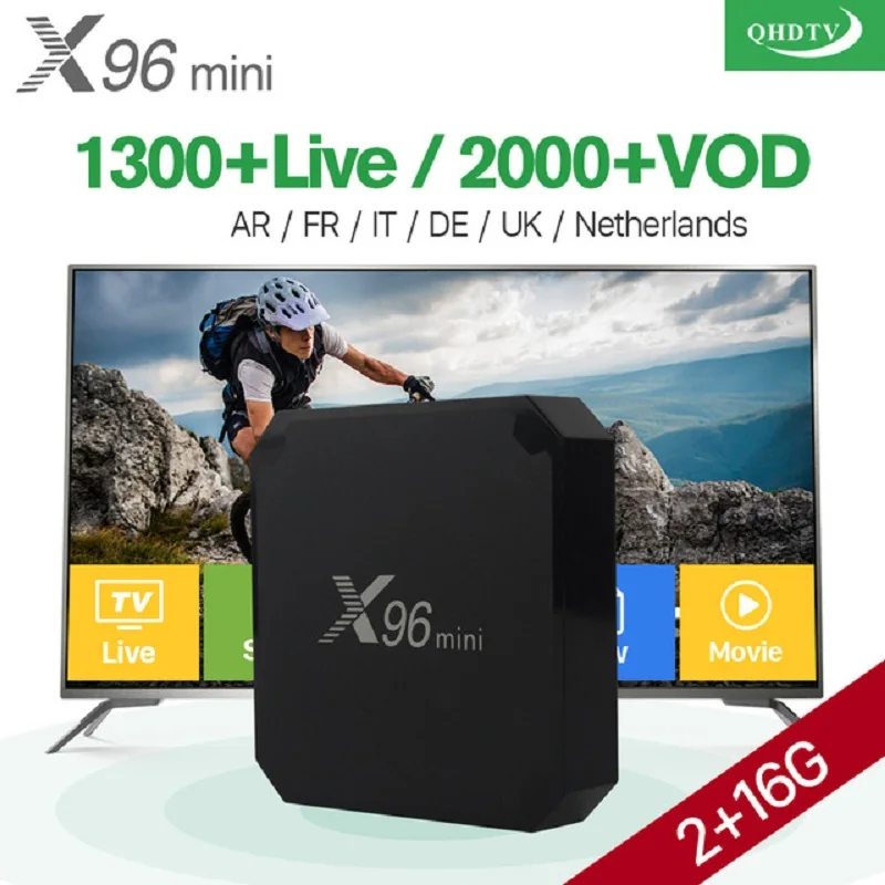 2G16G one year QHDTV Франция IP tv X96 Мини ТВ приставка Android 7,1 QHD ТВ подписка 1800 каналов ip-телевидение арабское, Европа французский X96 мини смарт-приставка IP tv - Цвет: 2G16G one year QHDTV