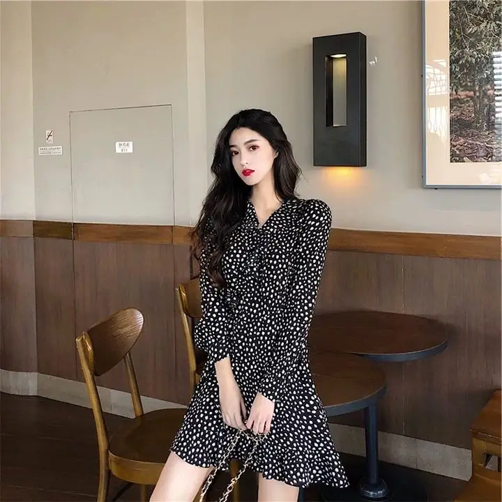 

Women 2021 Summer New Fashion Sets Female Polka Dot Pleated Chiffon Dress Womens + Chic Elegant Blazer Jacket 2 Piece Suit R163