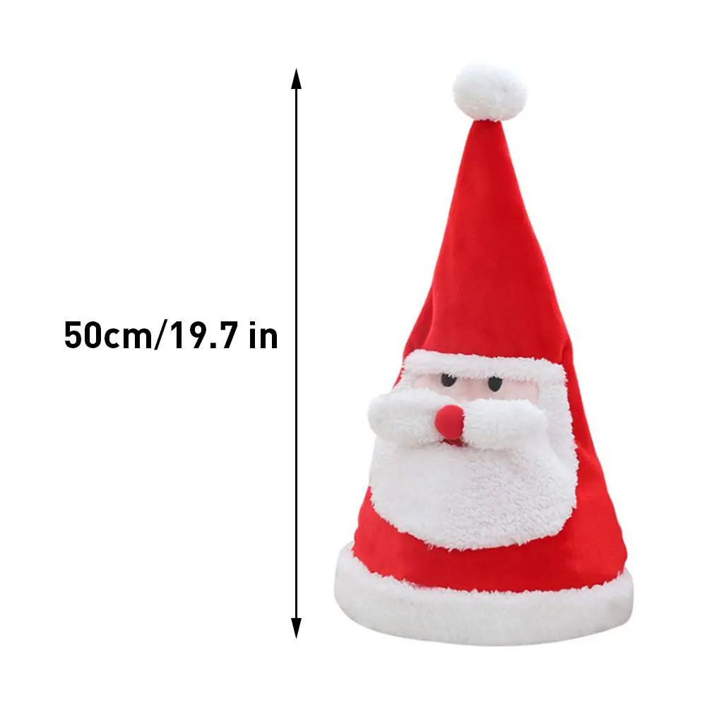 

Electric Christmas Hat Red Plush Toys Growing Sing Swing Santa Claus Hat For Christmas Decoration Innovative Gift Santa Cap