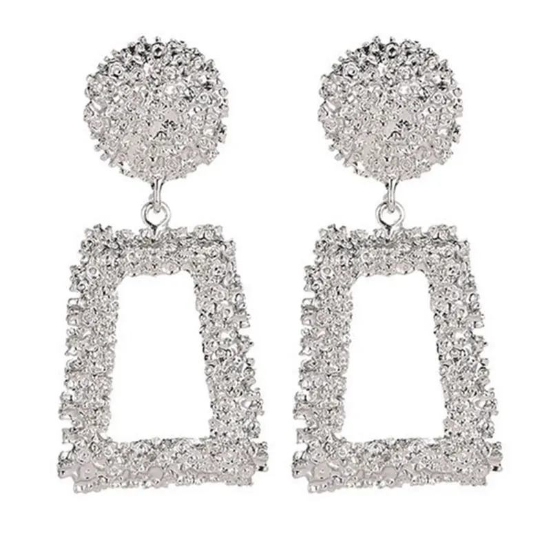 Женские винтажные серьги золотистого цвета с геометрическим узором