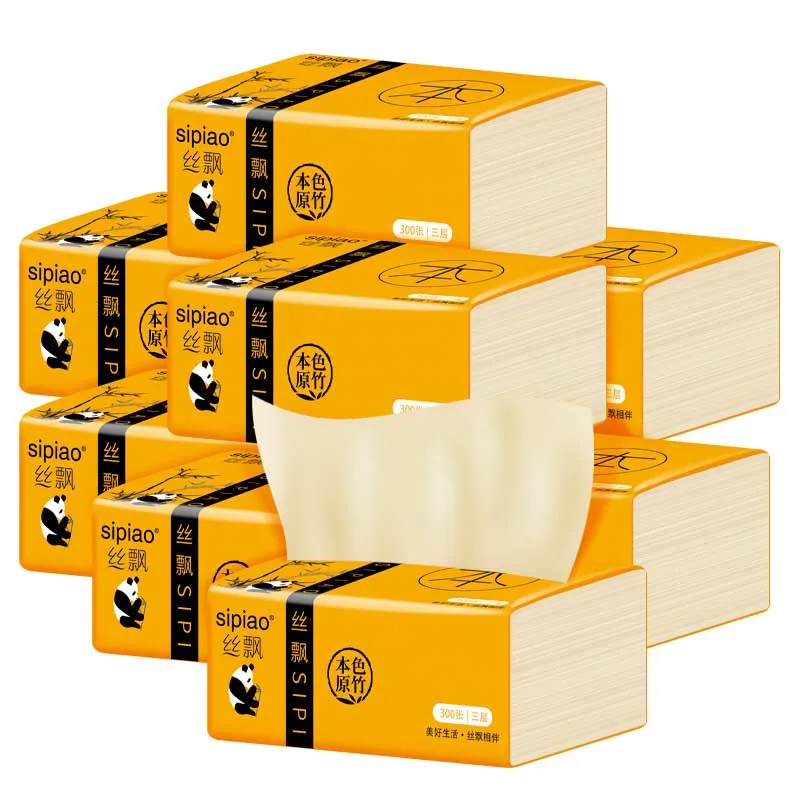 8 пакетов, салфетки из бамбуковой целлюлозы, безопасная для окружающей среды переработанная бумага, бытовые салфетки, 300 листов/упаковка, ту... от AliExpress WW