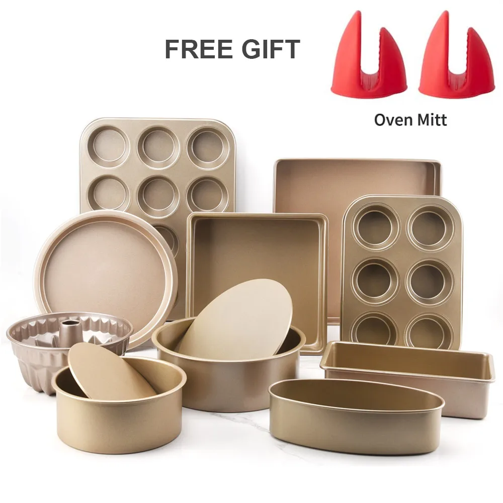 

Metallic Nonstick Oven Bakeware Baking Bread Loaf Pan Baking with Muffin Tray Nonstick Baking Sheets for Loaf/Muffin/Pizza Pan