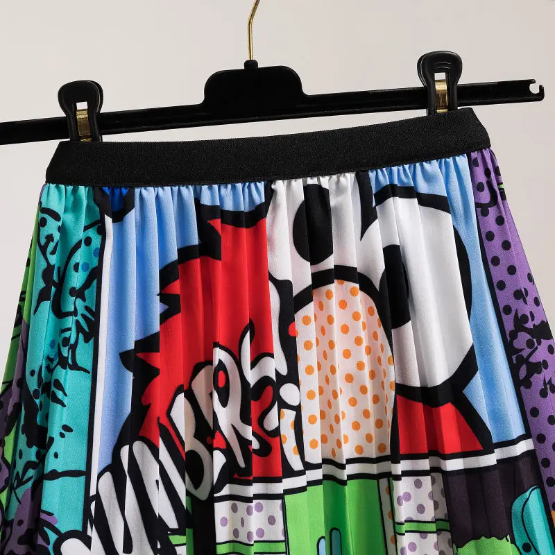 

Short Skirt Pleated Skirt Female Summer 2021 Print Mini Skirt Female Half-Length Skirt MINI Skirt Trend
