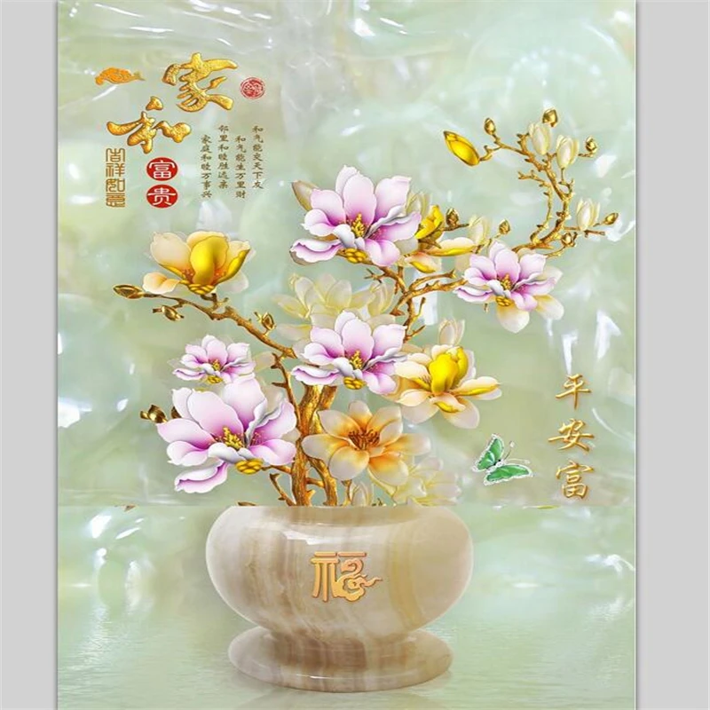 Пользовательские обои 3d фрески вход безопасная и богатая ваза нефрит Резные