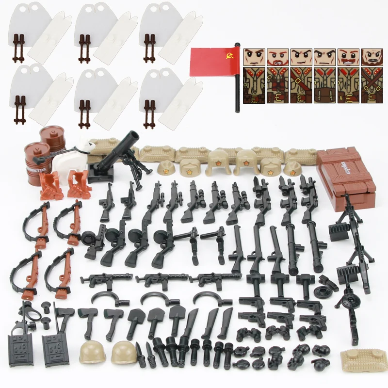 Конструктор Военный WW2 Аксессуары для оружия армейские солдаты фигурки шлем