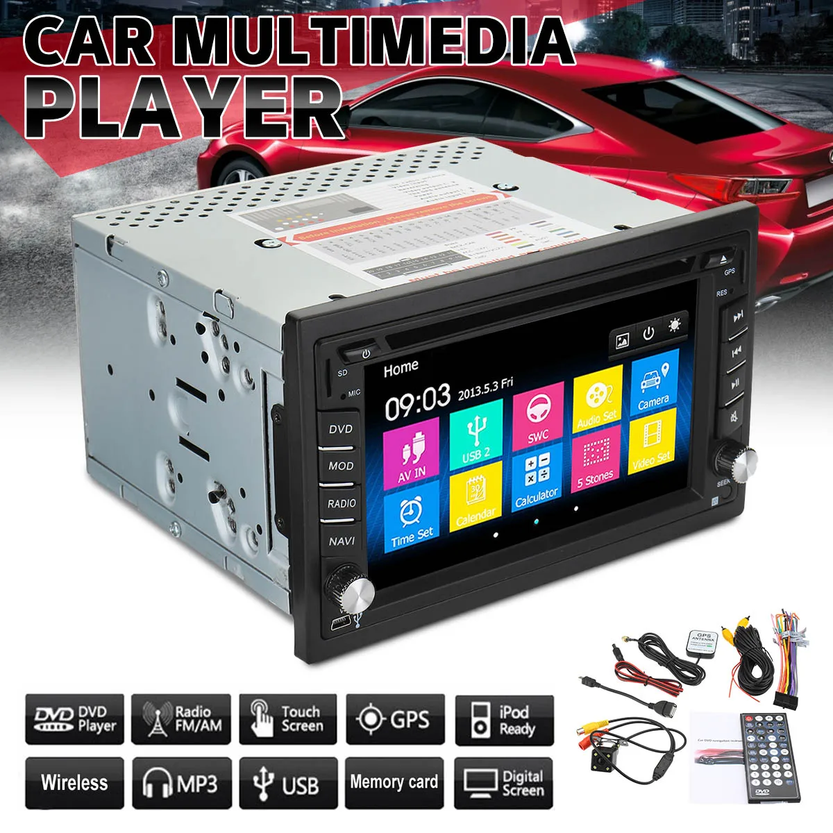 universal Car Radio Double 2din Car DVD Player GPS Navigation In dash 2din Car bluetooth FM Stereo Audio Auto Radio Touch Screen