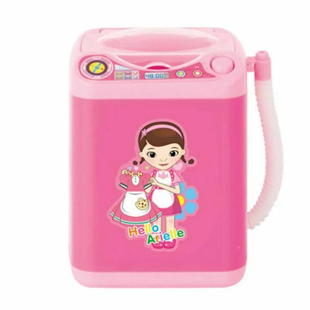 Pink 1 шт. 3 цвета пластиковая мини стиральная машина Макияж игрушка очиститель Электрический детский ролевые игры стиральная машина игрушка - Цвет: Pink