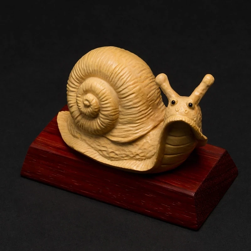 

Резная по дереву деревянная гравировка для дома и гостиной симпатичные украшения в виде животных Улитка ручная резьба Подарочное украшени...
