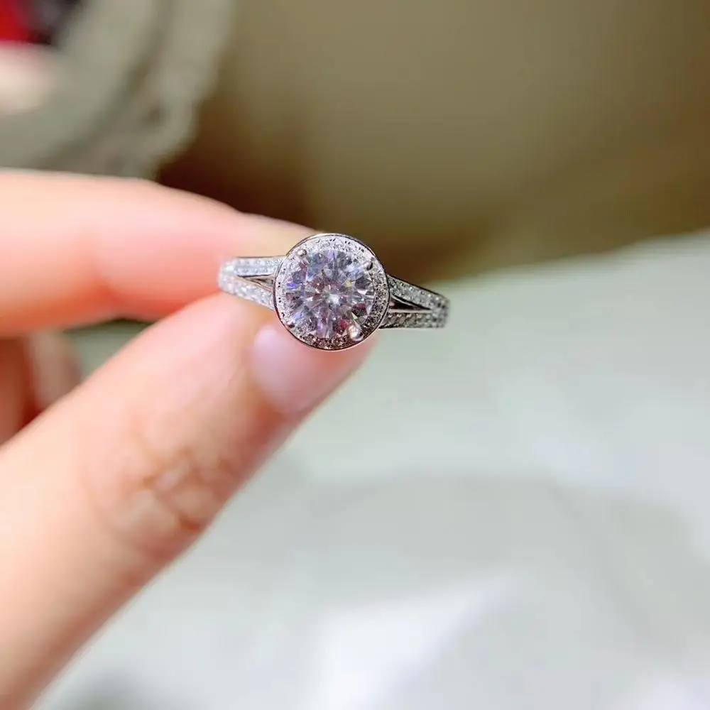 Kkmall магазин круглое серебряное кольцо Moissanite 0.80ct D VVS Роскошные свадебное для