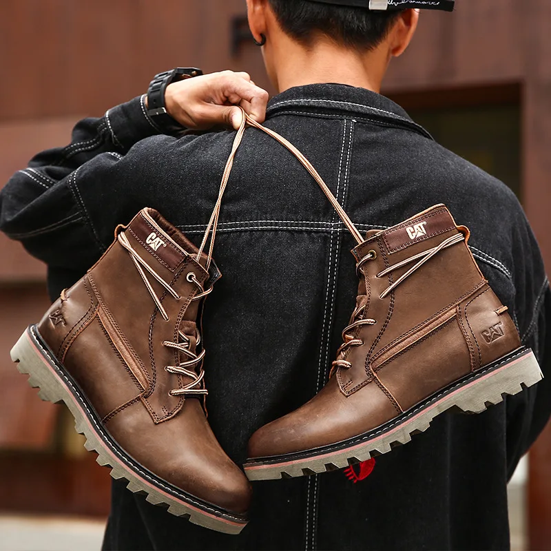

Large Dock Layer Cowhide Martin Boots Men's Casual Leather Shoes Zhongbang Motorcycle Boots Outdoor Retro Boots