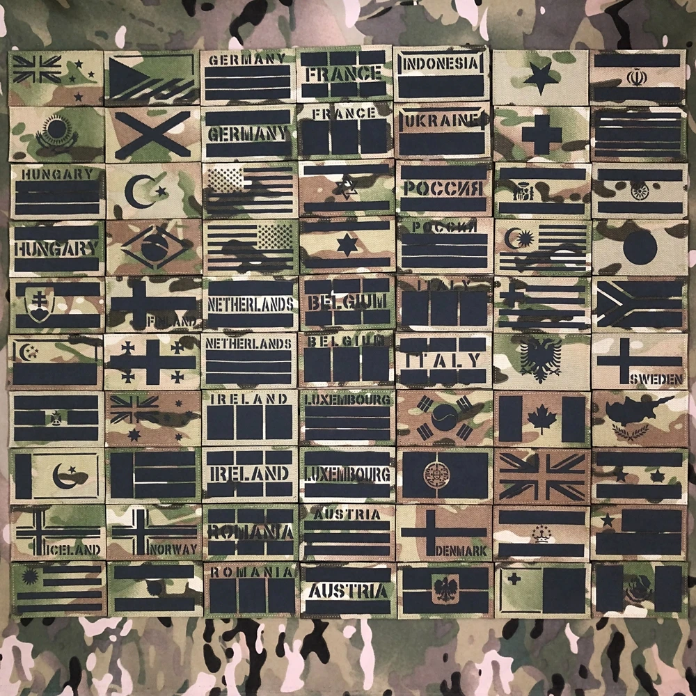 Лазерная резка Национальный флаг ИК IFF инфракрасный отражающий патч черный узор