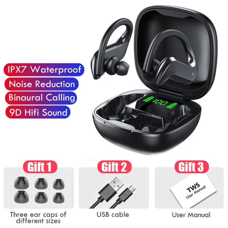 

9D HiFi Stereo Sport Handsfree With Microphone MD03 TWS Bluetooth 5.0 Earphones Wireless Headphone Bone Conduction