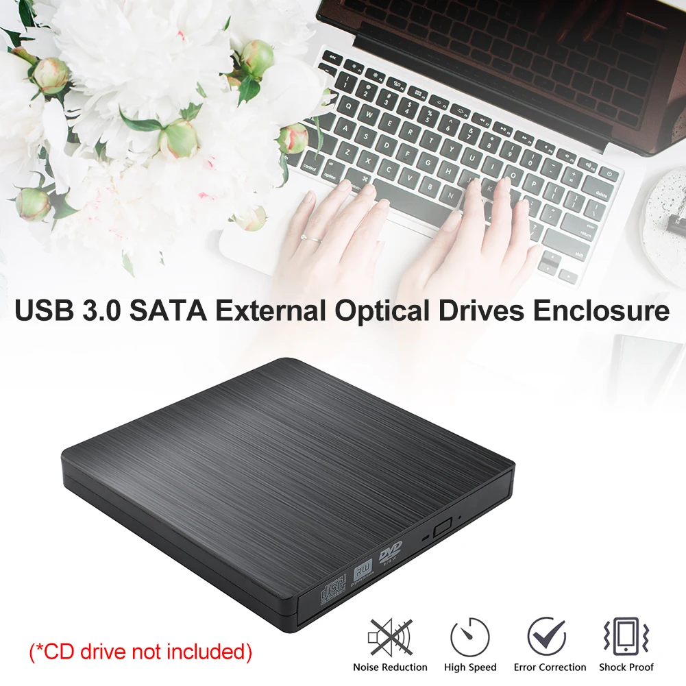 

5Gbps USB 3.0 SATA External DVD CD-ROM RW Player Optical Drives Enclosure Case for Laptop Desktop Notebook Computer NO Drive