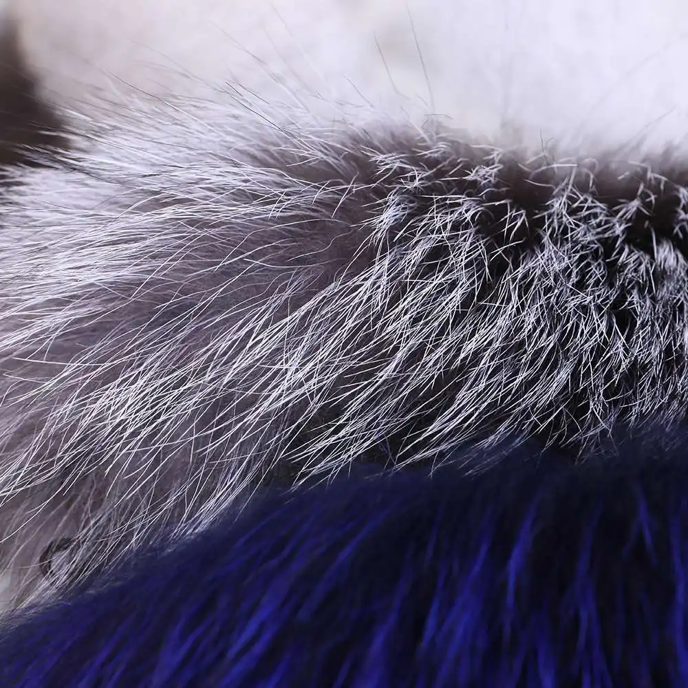 

Winter Jacket Vest Fox Women's Medium Long Jacket 100% True Fur Coat Hooded Collar Clothing Length Age Warm Thick Silver Natural