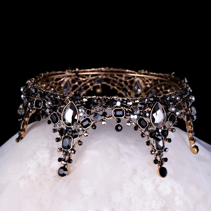 

European style atmosphere round crown crystal rhinestone bridal crown headdress dinner birthday handmade crown bridal jewelry