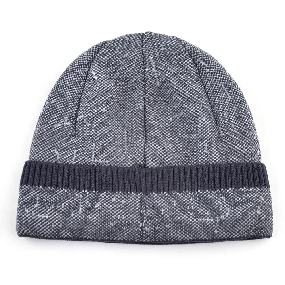 Зимние теплые вязаные облегающие шапки мужские Модные с разноцветным рисунком
